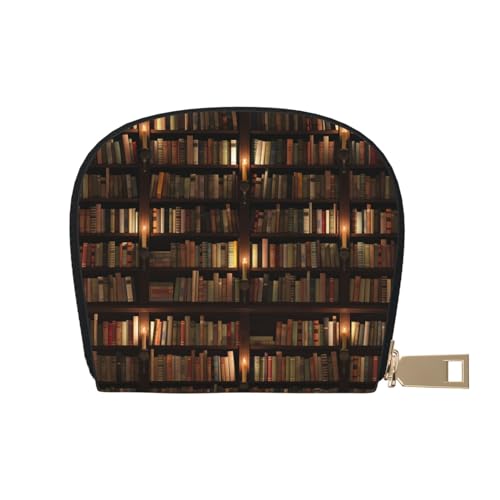 LAMAME I Know The Plans Have You Declares Lord Printed Leather Shell Card Bag Credit Card Holder Zip Card Holder Wallet, Bibliothek Bücherregal Buch, Einheitsgröße von LAMAME