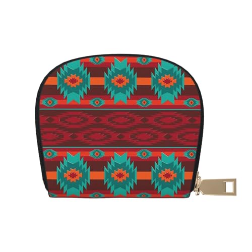 LAMAME I Know The Plans Have You Declares Lord Printed Leather Shell Card Bag Credit Card Holder Zip Card Holder Wallet, Ethnisches geometrisches Muster, Einheitsgröße von LAMAME