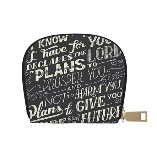 LAMAME I Know The Plans Have You Declares Lord Printed Leather Shell Card Bag Credit Card Holder Zip Card Holder Wallet, I Know the Plans Have You Declares Lord, Einheitsgröße von LAMAME