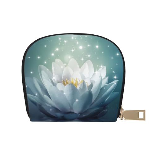 LAMAME Kaninchen in verschiedenen Posen Springen Laufen Bedruckte Leder Shell Karte Tasche Kreditkartenhalter Reißverschluss Kartenhalter Brieftasche, Magic Lotus Floral, Einheitsgröße von LAMAME