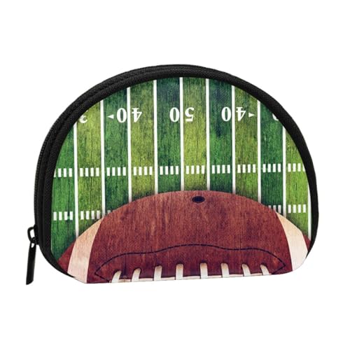 LAMAME Kaninchen in verschiedenen Posen Springen Laufen Bedruckte Münzbörse Mini Coin Organizer Tragbare Multifunktionale Aufbewahrungstasche, American Football Field and Ball, Einheitsgröße von LAMAME