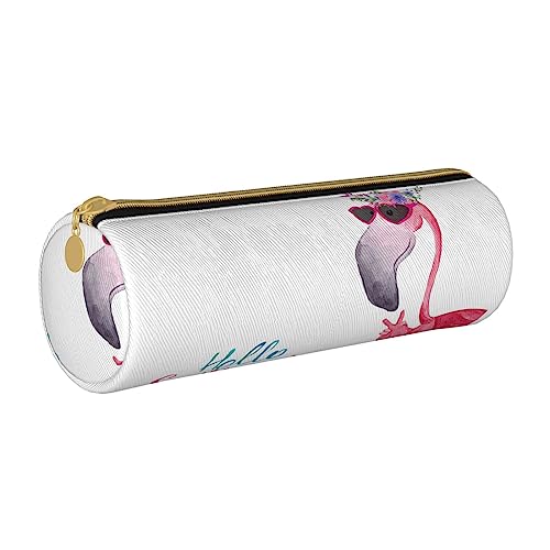 LAMAME Kaninchen in verschiedenen Posen Springen Laufen Gedruckt Runde Reißverschluss Stift Tasche Tragbare Schreibwaren Beutel Ledertasche Fall, Flamingo, Einheitsgröße, Münzbeutel von LAMAME