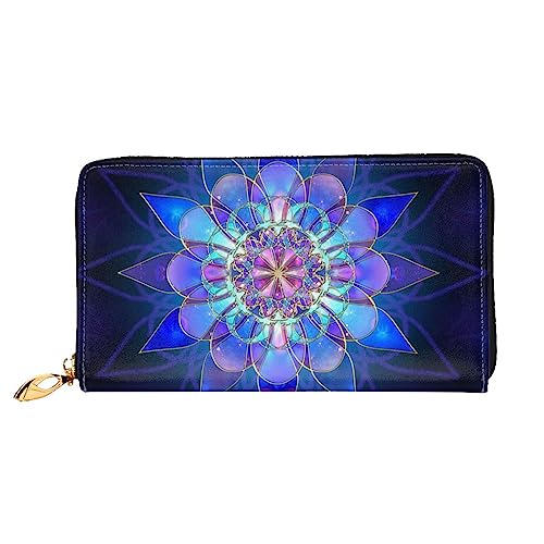 LAMAME Lavendel Wiese bei Sonnenuntergang Frühling Gedruckt Große Reise Brieftasche Männer Frauen Reißverschluss Clutch Kartenhalter, Rechteckiges Mandala, Einheitsgröße von LAMAME