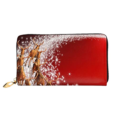 LAMAME Lustige Schädel Gedruckt Leder Geldbörse mit Reißverschluss Tasche Lange Clutch Tragbare Reise Brieftasche, Weihnachtsmagie, Einheitsgröße von LAMAME