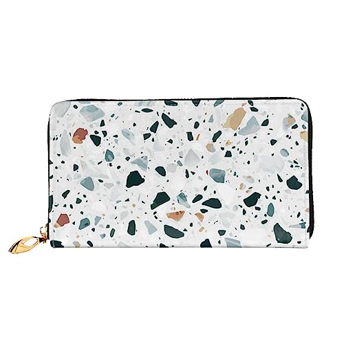 LAMAME Meerjungfrau Schwanz Gedruckt Große Reise Brieftasche Männer Frauen Reißverschluss Clutch Kartenhalter, Terrazzo Marmor Pastell, Einheitsgröße von LAMAME