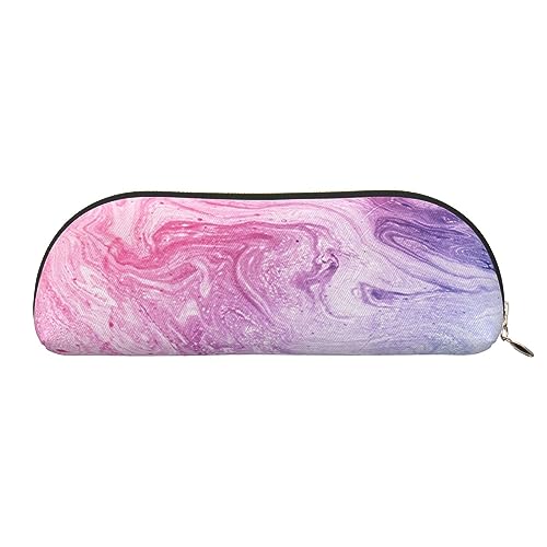 LAMAME Meerjungfrau Schwanz gedruckt halbrunde Reißverschluss Stift Tasche Tragbare Schreibwaren Beutel Leder Tasche Fall, Bunte Marmor-Pastell-Pink, Blau, Violett, Einheitsgröße, Münzbeutel von LAMAME