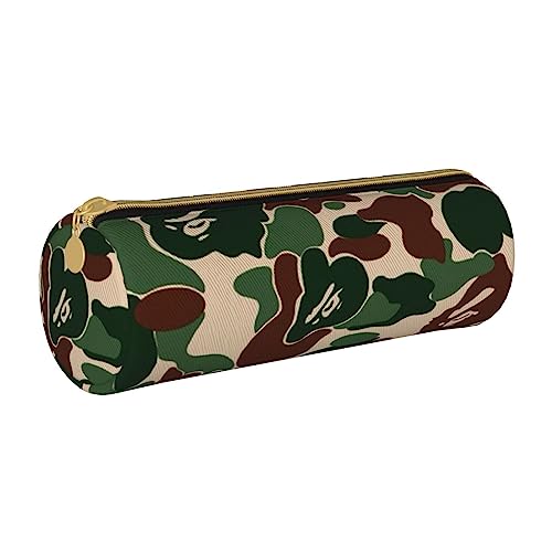 LAMAME Mond Sterne und Planeten Gedruckt Runde Reißverschluss Stift Tasche Tragbare Schreibwaren Beutel Ledertasche Fall, camouflage grün, Einheitsgröße, Münzbeutel von LAMAME