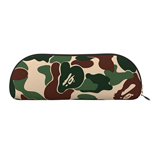 LAMAME Mond Sterne und Planeten gedruckt halbrunde Reißverschluss Stift Tasche Tragbare Schreibwaren Beutel Ledertasche Fall, camouflage grün, Einheitsgröße, Münzbeutel von LAMAME