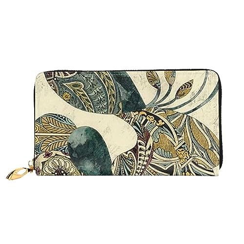 LAMAME Niedliche Baby Pinguine Skizze Gedruckt Große Reise Brieftasche Männer Frauen Reißverschluss Clutch Kartenhalter, pfau, Einheitsgröße von LAMAME