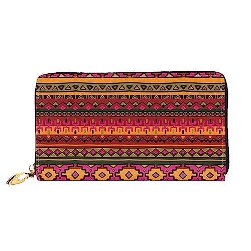 LAMAME Palmen gedruckt große Reise Brieftasche Männer Frauen Reißverschluss Clutch Kartenhalter, Mexikanische Volkskunst Boho, Einheitsgröße von LAMAME