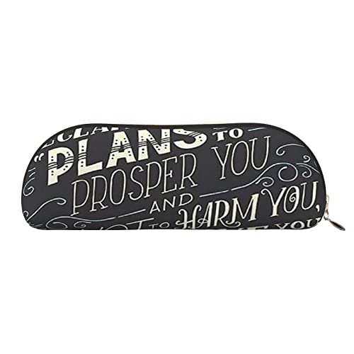 LAMAME Retro Blumenmuster gedruckt halbrund Reißverschluss Stift Tasche Tragbare Schreibwaren Beutel Ledertasche Fall, I Know the Plans Have You Declares Lord, Einheitsgröße, Münzbeutel von LAMAME