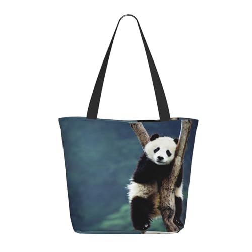 LAMAME Schöne Einkaufstasche mit Elefanten-Aufdruck, große Kapazität, modische Handtasche, Tragetasche, Panda, Einheitsgröße von LAMAME