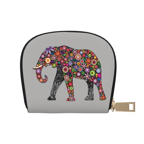LAMAME Schöner Elefant bedruckter Leder-Kartenetui Kreditkartenetui Visitenkartenhalter, Fröhlicher Elefant, Einheitsgröße von LAMAME