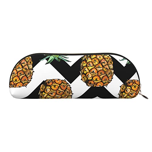 LAMAME Sommer Ananas gedruckt halbrunde Reißverschluss Stift Tasche Tragbare Schreibwaren Beutel Leder Tasche Fall, Sommer Ananas, Einheitsgröße, Münzbeutel von LAMAME