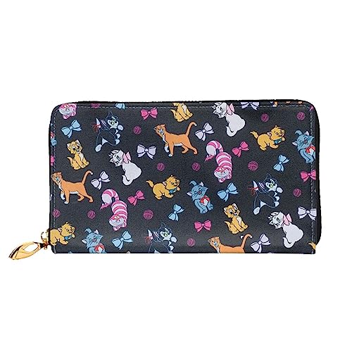 LAMAME Sushi Dill Pickles Gedruckt Große Reise Brieftasche Männer Frauen Reißverschluss Clutch Kartenhalter, Cartoon Katze, Einheitsgröße von LAMAME