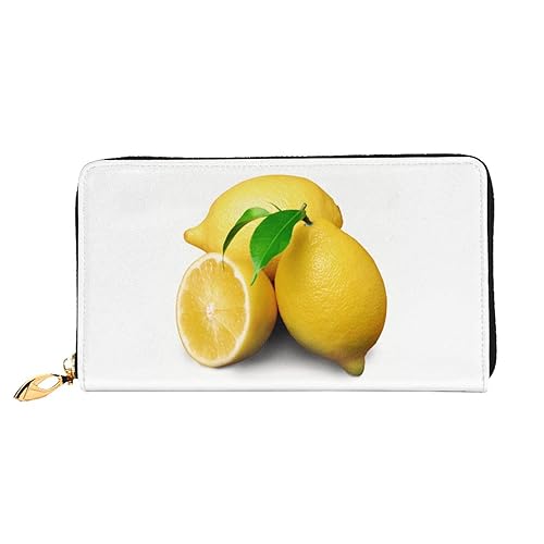 LAMAME Sushi Dill Pickles Gedruckt Große Reise Brieftasche Männer Frauen Reißverschluss Clutch Kartenhalter, zitronengelb, Einheitsgröße von LAMAME