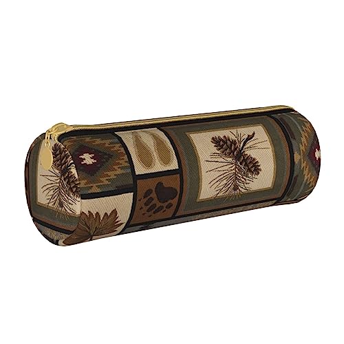 LAMAME Sushi Dill Pickles Gedruckt Runde Reißverschluss Stift Tasche Tragbare Schreibwaren Beutel Ledertasche Fall, Wild Animals Retro Farmhouse, Einheitsgröße, Münzbeutel von LAMAME