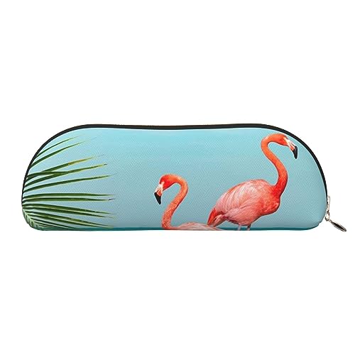 LAMAME Sushi Dill Pickles Gedruckt halbrunde Reißverschluss Stift Tasche Tragbare Schreibwaren Beutel Ledertasche Fall, Flamingo im Wasser, Einheitsgröße, Münzbeutel von LAMAME