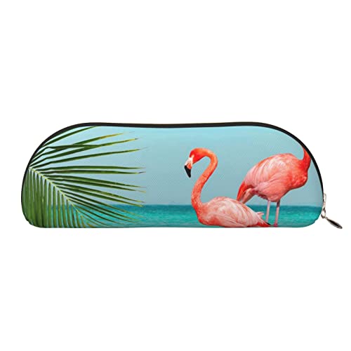 LAMAME Sushi Dill Pickles Gedruckt halbrunde Reißverschluss Stift Tasche Tragbare Schreibwaren Beutel Ledertasche Fall, Flamingo im Wasser, Einheitsgröße, Münzbeutel von LAMAME