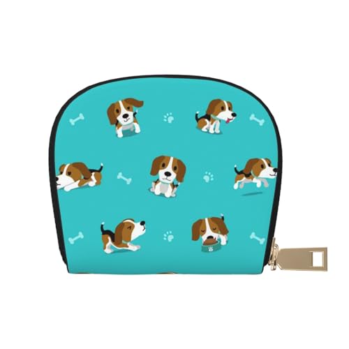 LAMAME Watermelon Green Printed Leather Card Case Credit Card Holder Business Card Holder, Cartoon Beagle Hund, Einheitsgröße von LAMAME