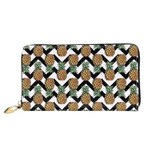 LAMAME Weihnachten Karton Schneemann Gedruckt Große Reise Brieftasche Männer Frauen Reißverschluss Clutch Kartenhalter, Sommer Ananas, Einheitsgröße von LAMAME