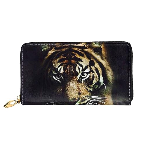 LAMAME Weihnachten Karton Schneemann Gedruckt Große Reise Brieftasche Männer Frauen Reißverschluss Clutch Kartenhalter, tiger, Einheitsgröße von LAMAME