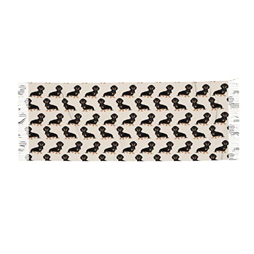 LAMAME Wild Animals Retro Farmhouse bedruckter Kaschmir-Gefühl Schal Schal Lange Fransen Schal Weich Warm Schal, Dackel Hund, One size von LAMAME