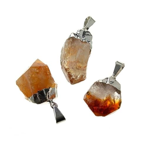 LAMARE - Anhänger Citrin Spitze aus Silber mit elektrolytischem Finish – Stein Silber und Kreativität – mittlere Größe von 3 cm bis 4 cm – besonderes Geschenk von LAMARE