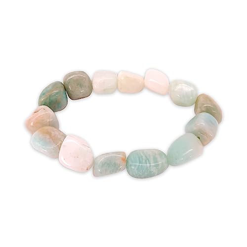 LAMARE – Armband mit gerollten Kieselsteinen aus Amazonit – Energie- und Wellness-Schmuck – Energieschutz – Intuition – Kommunikation – Erleichterung – Mitgefühl. von LAMARE