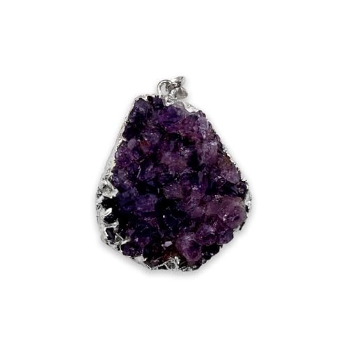 LAMARE Natürlicher Drusen-Anhänger, versilbert, elegant und raffiniert, einzigartiger Schmuck und positive Energie, 15 g, 1 Stück, Pequeño, Stein, Citrin und Amethyst LAMARE Natürlicher Drusen-Anhänger, versilbert, elegant und raffiniert, einzigartiger Schmuck und positive Energie, 15 g, 1 Stück, Pequeño, Stein, Citrin und Amethyst von LAMARE