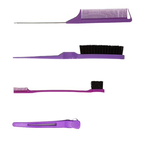 Haarbürsten-Set, glatte Rückseite, Borsten, Haarbürste, Teasingkamm, Kantenbürste, Kamm für Damen und Kinder, Haarstylingkamm, Haarstylingkamm-Set, Haarstylingkamm-Set für 3 Personen, 4 Stück von LAMDNL