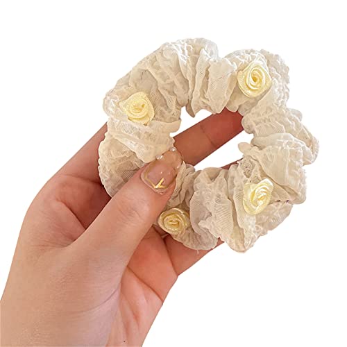 Haargummis mit Rosenblüten für Damen, Blume, Pferdeschwanz, Halter, Blume, Haargummi, Blume, elastisches Band, niedlich von LAMDNL