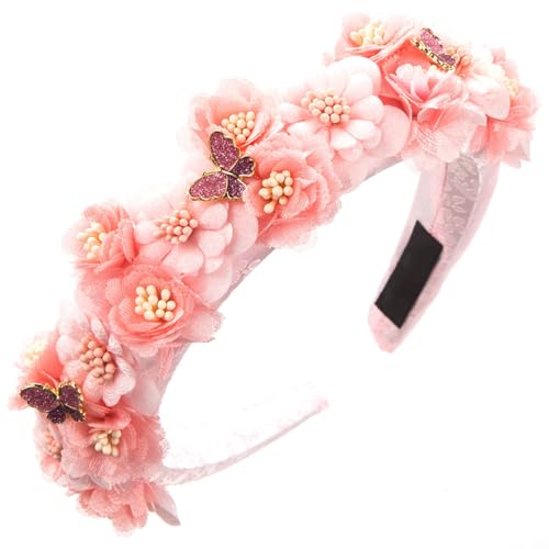 LAMDNL Blumenstirnbänder für Damen, Braut, Blume, Schmetterling, für Hochzeit, Party, Zubehör, Blumengirlanden, Haarkranz, Blumenstirnbänder von LAMDNL
