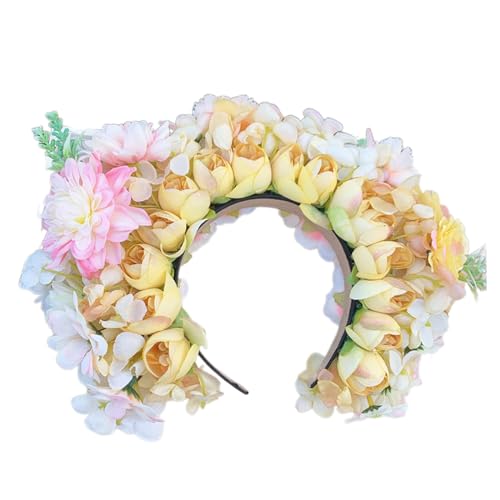 LAMDNL Brautgirlanden, Blumenkrone, Hochzeit, Blume, Stirnband, Strandkranz, Haarband, Haarschmuck, Kopfreif, Requisiten für Frauen von LAMDNL