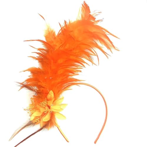 LAMDNL Feder-Stirnband, 1920er Jahre, gefiederter Fascinator, Party-Kopfbedeckung, Haarschmuck für Damen, Halloween, Karneval, Stirnband, Wie beschrieben von LAMDNL