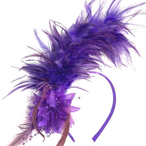 LAMDNL Feder-Stirnband, 1920er Jahre, gefiederter Fascinator, Party-Kopfbedeckung, Haarschmuck für Damen, Halloween, Karneval, Stirnband, Wie beschrieben von LAMDNL