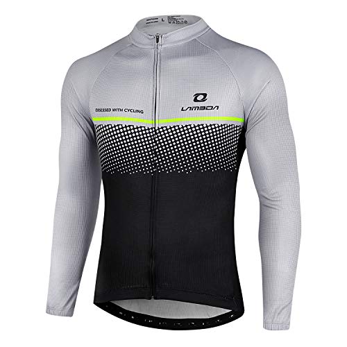 LAMEDA Radtrikot Herren Damen Langarm Herbst Winter Fahrradtrikot MTB Jersey Atmungsaktive Schnell Trocknen T-Shirt Funktionsshirt Fahrradbekleitung für Radsport Rennrad Sport Grau&Silber M von LAMEDA