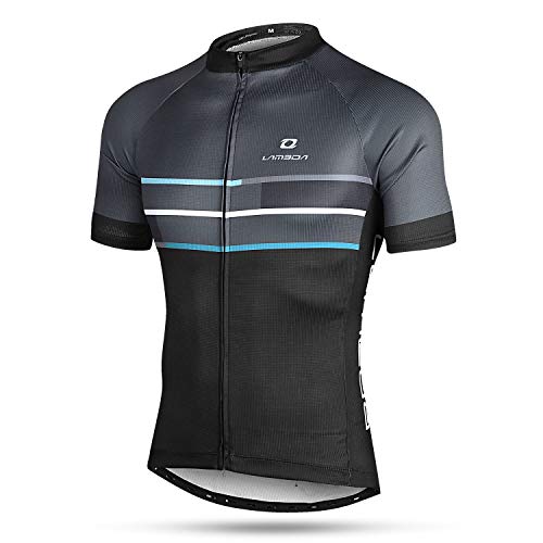 LAMEDA Kurzarm Radtrikot Fahrradtrikot Herren T-Shirt Jersey Radsport Funktionsshirt Elastische Atmungsaktive Schnell Trocknen Stoff(Blau M) von LAMEDA