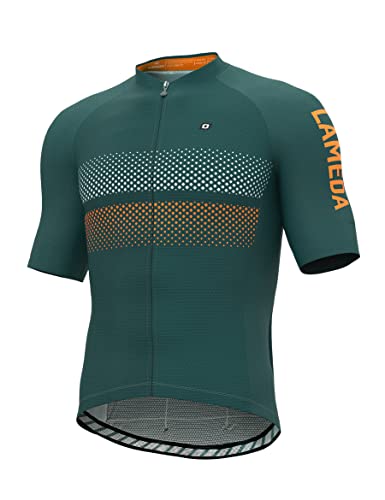 LAMEDA Radtrikot Fahrradtrikot Herren Kurzarm Funktionsshirt T Shirt Atmungsaktiv Schnell Trocknen Fahrradbekleidung Damen Kurz für Radsport Fitness Blau/Grün S von LAMEDA