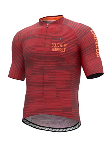 LAMEDA Radtrikot Fahrradtrikot Herren Kurzarm Funktionsshirt T Shirt Atmungsaktiv Schnell Trocknen Fahrradbekleidung Damen Kurz für Radsport Fitness Rot L von LAMEDA