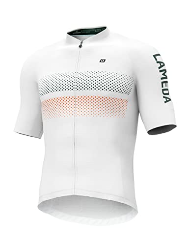 LAMEDA Radtrikot Fahrradtrikot Herren Kurzarm Funktionsshirt T Shirt Atmungsaktiv Schnell Trocknen Fahrradbekleidung Damen Kurz für Radsport Fitness Weiß XL von LAMEDA