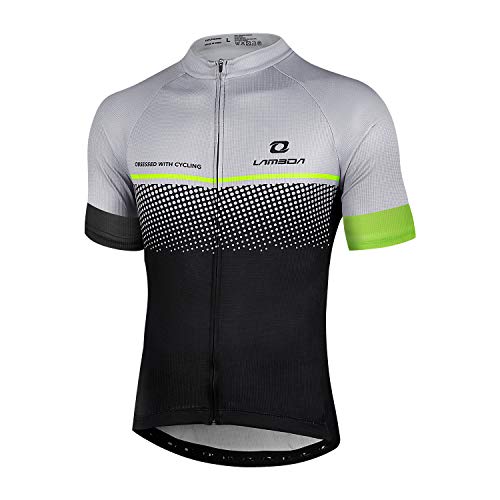 LAMEDA Kurzarm Radtrikot Herren Damen Funktionsshirt T-Shirt Jersey Elastische Atmungsaktive Schnell Trocknen Stoff Fahrradtrikot für Radsport Outdoor Sport(Grau XL) von LAMEDA