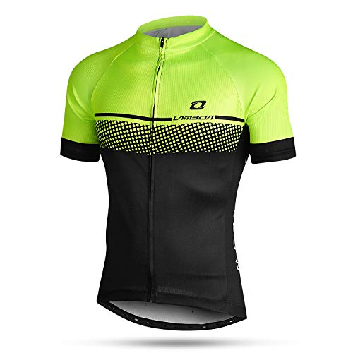 LAMEDA Kurzarm Radtrikot Herren Damen T-Shirt Jersey Funktionsshirt Elastische Atmungsaktive Schnell Trocknen Stoff Fahrradtrikot für Radsport Outdoor Sport(Schwarz&Grün L) von LAMEDA