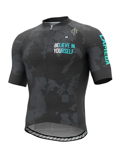 LAMEDA Radtrikot Fahrradtrikot Herren Kurzarm Funktionsshirt T Shirt Atmungsaktiv Schnell Trocknen Fahrradbekleidung Damen Kurz für Radsport Fitness Grau M von LAMEDA