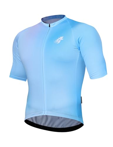 LAMEDA Radtrikot Herren Kurzarm MTB Rennrad Trikot Sommer Atmungsaktiv Elastisch Schnell trocknend T-Shirts Fahrradtrikot für Radsport Laufen Outdoor Sport Blau S von LAMEDA