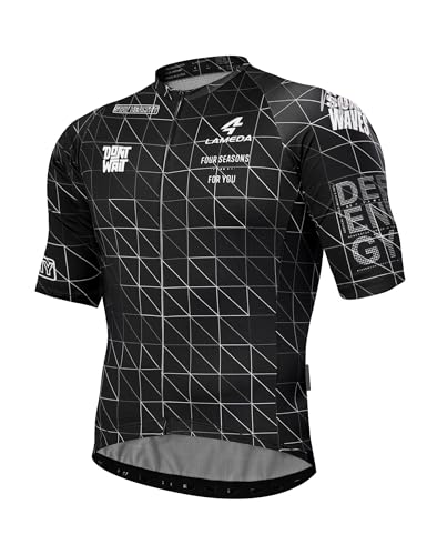LAMEDA Radtrikot Herren Kurzarm MTB Rennrad Trikot Sommer Atmungsaktiv Elastisch Schnell trocknend T-Shirts Fahrradtrikot für Radsport Laufen Outdoor Sport Schwarz XL von LAMEDA