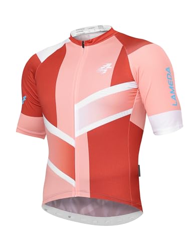 LAMEDA Radtrikot Herren Kurzarm MTB Rennrad Trikot Sommer T-Shirts Atmungsaktiv Elastisch Schnell trocknend Fahrradtrikot für Radsport Laufen Outdoor Sport Orange XXL von LAMEDA