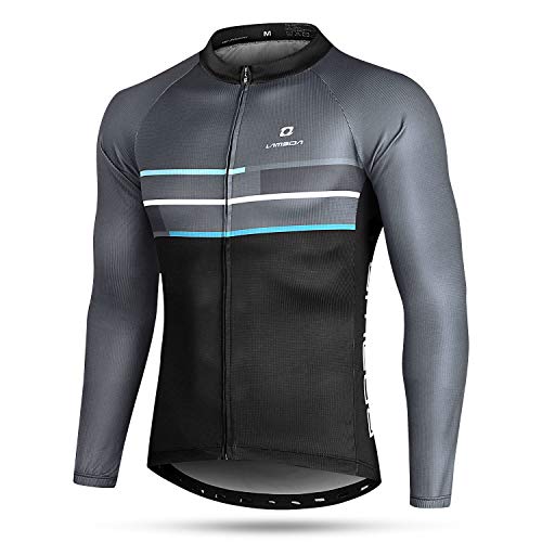 LAMEDA Radtrikot Herren Langarm Athletic Fahrrad Mountainbike, grau dunkel, XL von LAMEDA