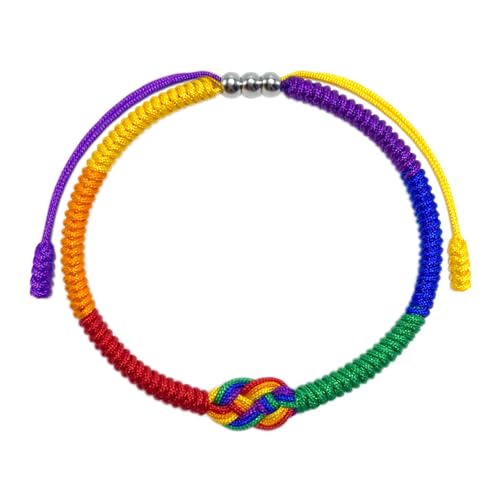 LAMIBEE Pride Infinity Love Wins, LGBTQAI+ Pride Love Wins Tibetische Handgelenk-Wickel-Armbänder, mit LGBTQ-Surfer-String-Seil-Armband für Sie und Ihn, Damen und Herren, Unterstützung der von LAMIBEE