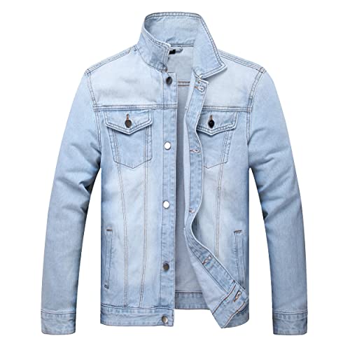 LAMKUKU Herren-Jeansjacke, zerrissen, schmale Jeansjacke, Mantel für Herren, Hellblau 2804, X-Large LAMKUKU Herren-Jeansjacke, zerrissen, schmale Jeansjacke, Mantel für Herren, Hellblau 2804, X-Large von LAMKUKU